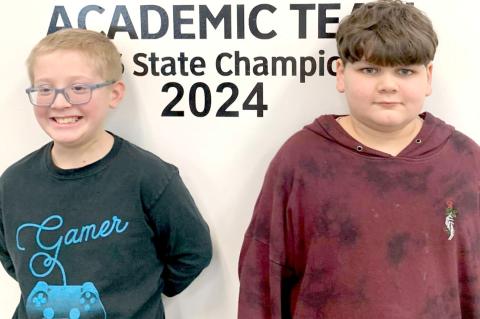 TUPELO SPELLING BEE WINNERS- Champion 5th grader Charlie Cannon and Runner-up 6th grader Dillon Lucas